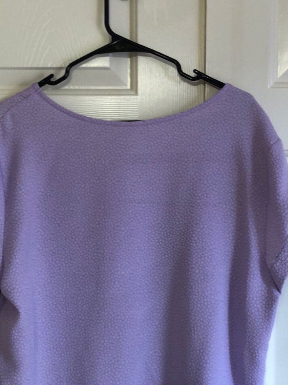 New York & Company Lavender Textured Pocket Short Sleeve Top
